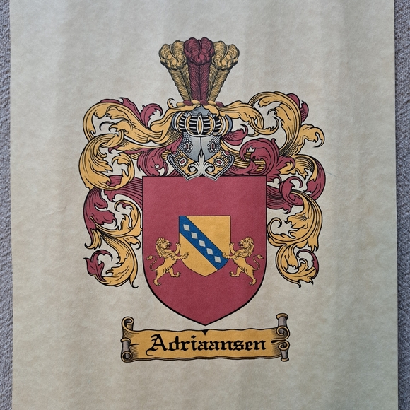 Other - Adriaansen Family Crest Wall Art - Red and Gold